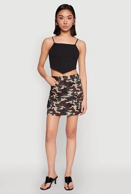 Womens Camouflage Cargo Skirt, Multi, Size L