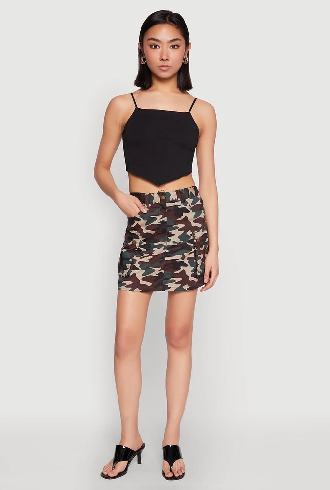 Womens Camouflage Cargo Skirt, Multi, Size XL