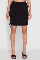 Womens Nylon Tabbed Cargo Mini Skirt,