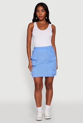 Womens Nylon Tabbed Cargo Mini Skirt,