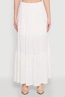 Womens High Waist Tiered Maxi Skirt, White,