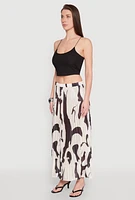 Womens Abstract Print Plisse Maxi Skirt, Multi, Size L