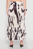 Womens Abstract Print Plisse Maxi Skirt, Multi, Size L