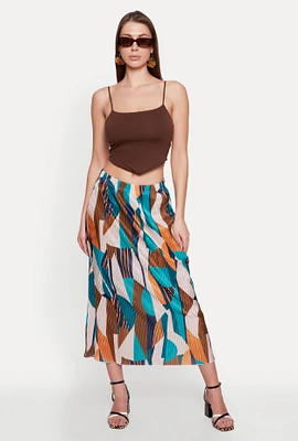 Womens Plisse Patterned Skirt, Multi, Size S