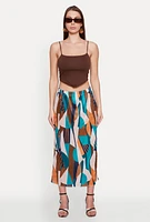 Womens Plisse Patterned Skirt, Multi, Size S