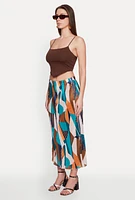Womens Plisse Patterned Skirt, Multi, Size S