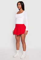 Womens Crepe Knit Double Tiered Skort, Red, Size M