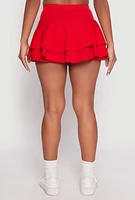 Womens Crepe Knit Double Tiered Skort, Red, Size M