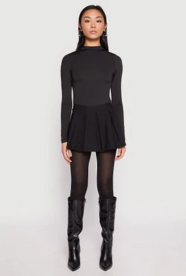 Womens High Waisted Pleated Skort, Black, Size L