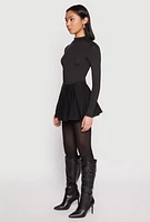 Womens High Waisted Pleated Skort, Black, Size L