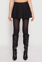 Womens High Waisted Pleated Skort, Black, Size L