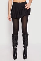 Womens High Waisted Pleated Skort, Black, Size L