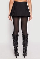 Womens High Waisted Pleated Skort, Black, Size L