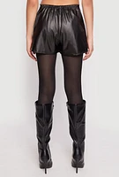 Womens Faux Leather Side Zip Skort, Black, Size L