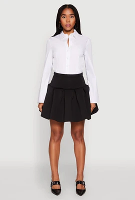 Womens Scuba Drop Waist Pleated Skirt, Black,