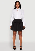 Womens Scuba Drop Waist Pleated Skirt, Black, Size XL