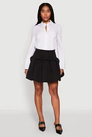 Womens Scuba Drop Waist Pleated Skirt, Black,