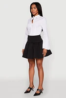Womens Scuba Drop Waist Pleated Skirt, Black,
