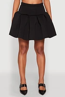 Womens Scuba Drop Waist Pleated Skirt, Black,