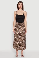 Womens Jaguar Leopard Print High Waisted Skirt, Brown,
