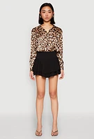 Womens Crepe Knit Tiered Skort, Black, Size M