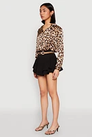 Womens Crepe Knit Tiered Skort, Black, Size M