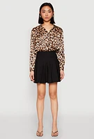 Womens High Waisted Mini Pleated Skirt,