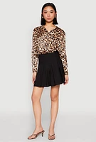 Womens High Waisted Mini Pleated Skirt,