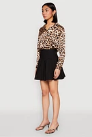 Womens High Waisted Mini Pleated Skirt,