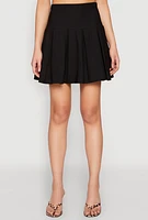Womens High Waisted Mini Pleated Skirt,