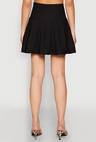 Womens High Waisted Mini Pleated Skirt,