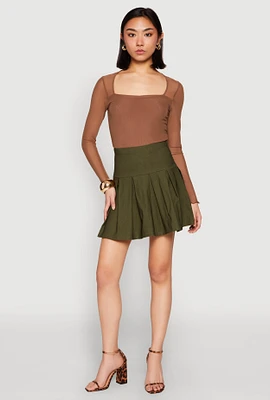 Womens High Waisted Mini Pleated Skirt,