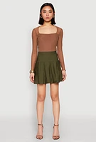 Womens High Waisted Mini Pleated Skirt,