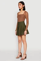 Womens High Waisted Mini Pleated Skirt,