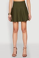 Womens High Waisted Mini Pleated Skirt,