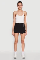Womens Side Zip High Waisted Skort, Black, Size L