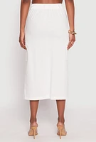 Womens Linen Cargo Midi Skirt, White, Size M