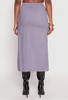 Womens Linen Cargo Midi Skirt,