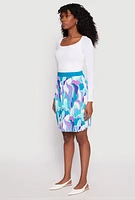 Womens Abstract Print Pleated Skirt, Multi, Size M