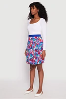 Womens Abstract Print Pleated Skirt, Multi, Size L