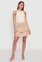 Womens Chic Smocked High Waisted Tiered Skirt,