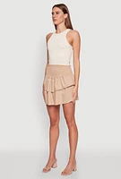Womens Chic Smocked High Waisted Tiered Skirt,