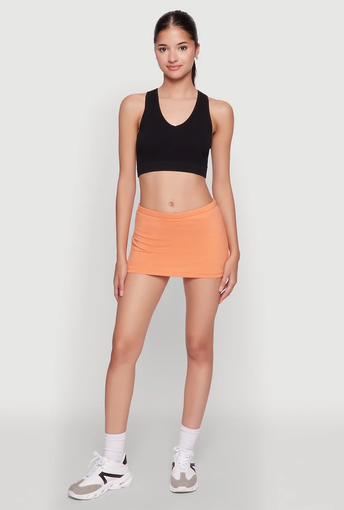 Womens Chic High Waisted Lined Pencil Skirt, Orange,