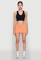 Womens Chic High Waisted Lined Pencil Skirt, Orange,