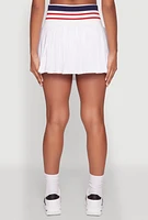 Womens Trendy High Waist Contrast Trim Pleated Mini Skirt, White, Size L
