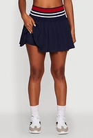 Womens Trendy High Waist Contrast Trim Pleated Mini Skirt,