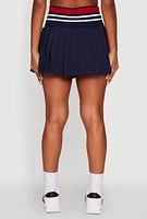 Womens Trendy High Waist Contrast Trim Pleated Mini Skirt,