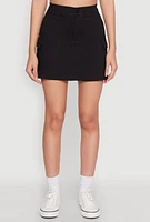Womens High Waisted Cargo Skirt, Black, Size XL