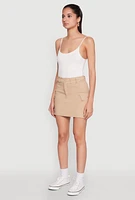 Womens High Waisted Cargo Skirt,