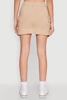 Womens High Waisted Cargo Skirt, Beige,